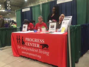 Image of Progress Center community members at Progress Center booth at the 2018 AccessChicago Expo