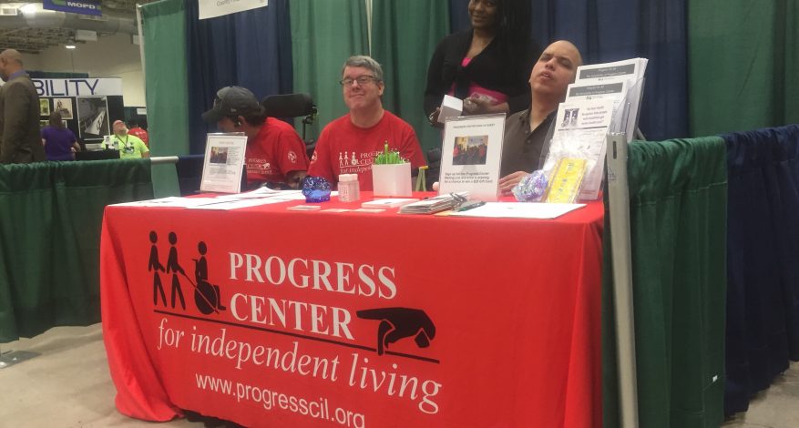 Image of Progress Center community members at Progress Center booth at the 2018 AccessChicago Expo
