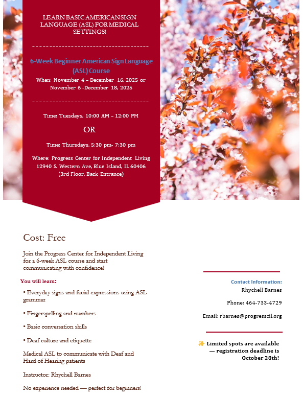Learn ASL at Progress Center