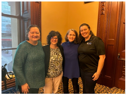 Lead-K team and Rep. Mussman Co-chair Anita Cervantes-Bowen, Co-chair, Libby Oxenbaum, Rep. Michelle Mussman and IAD President Fara Harper